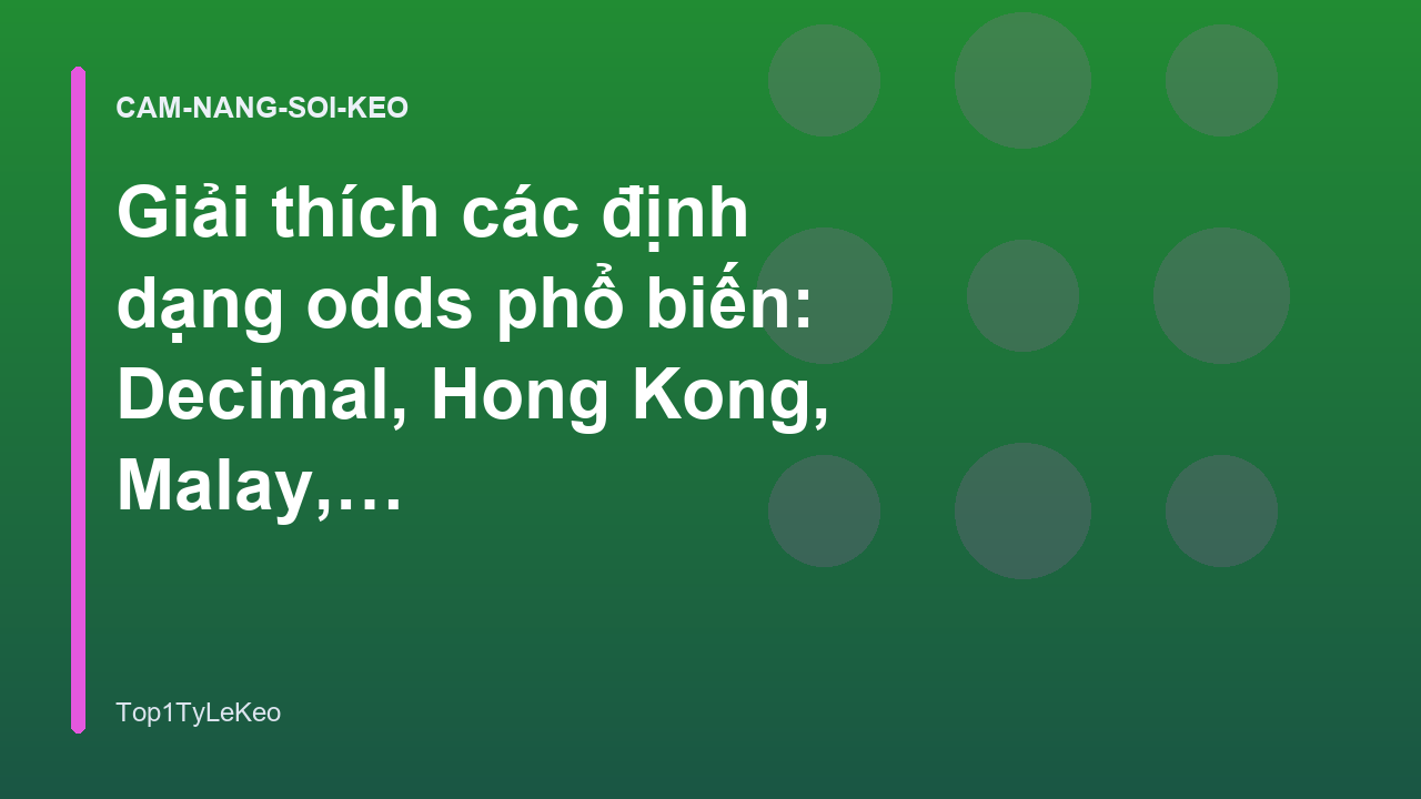Giải thích các định dạng odds phổ biến: Decimal, Hong Kong, Malay, Indo